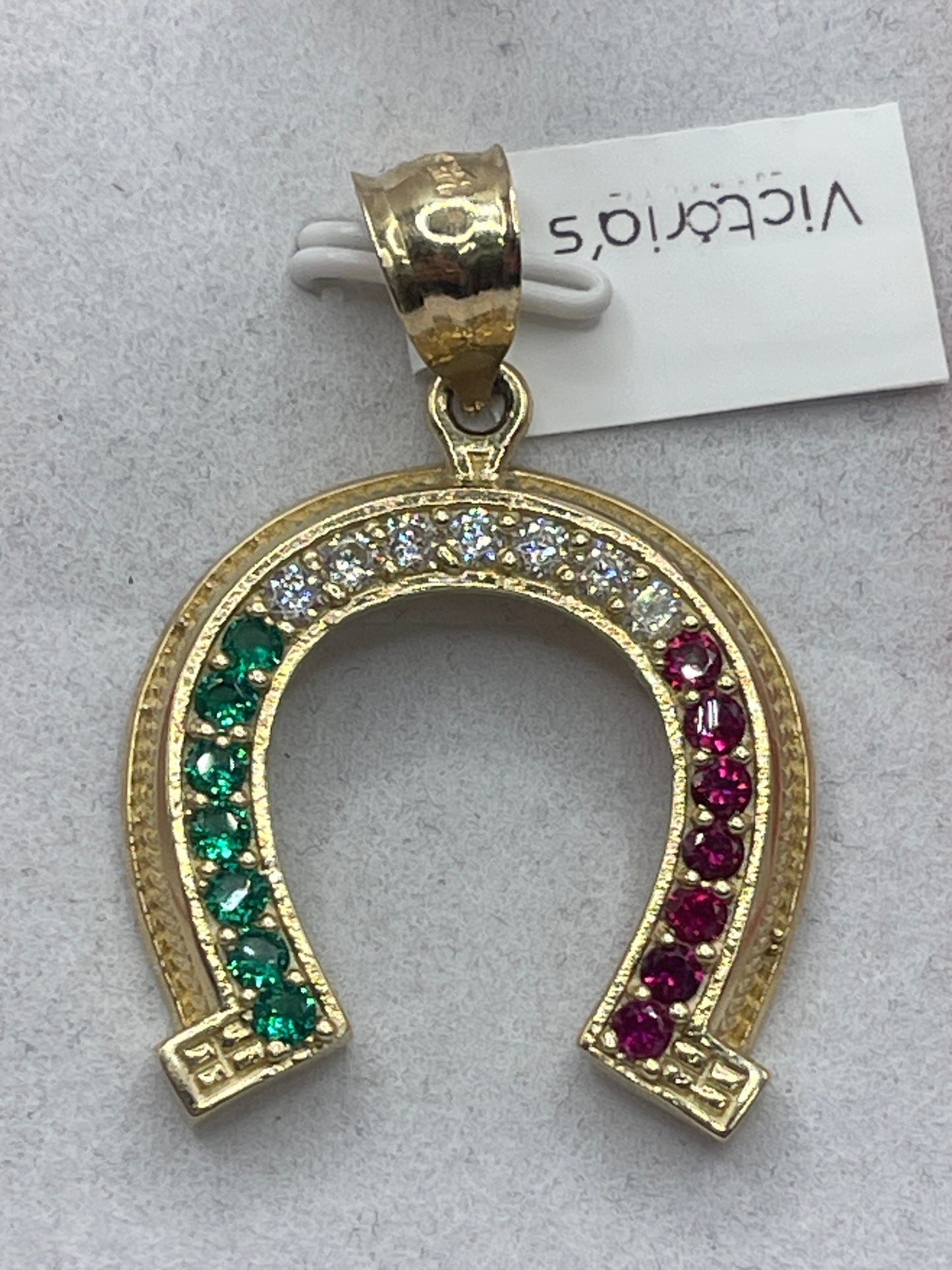 Horse Shoe Cz Pendent 14k