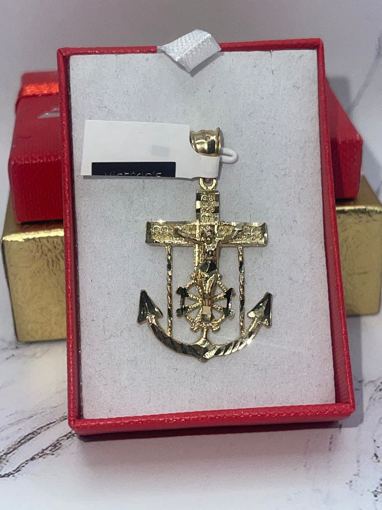 Jesus Anchor Pendant 10k