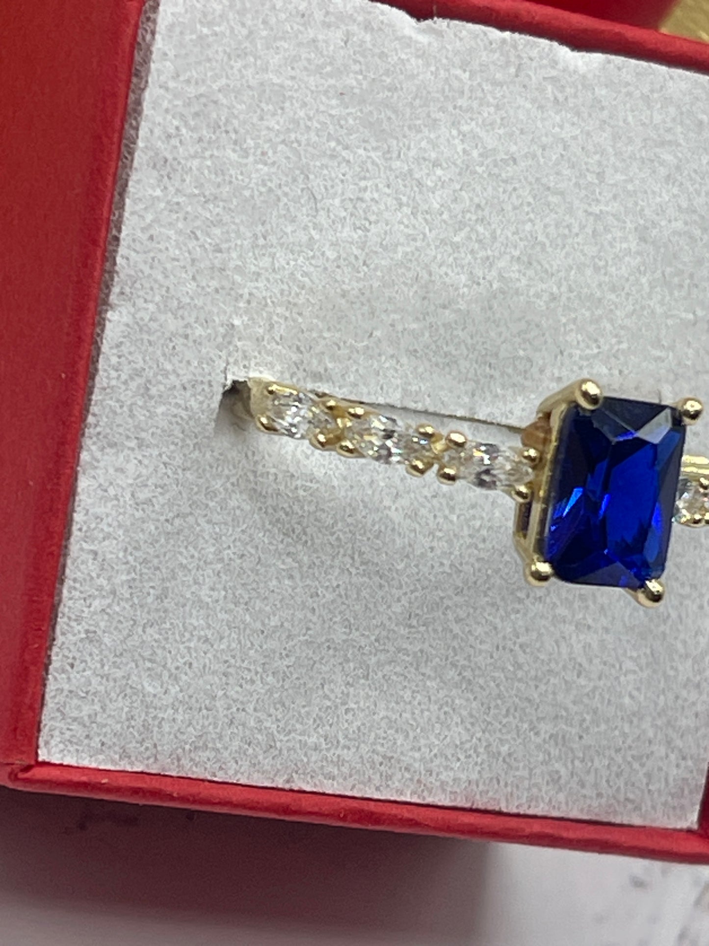 Blue Cz Ring 14k