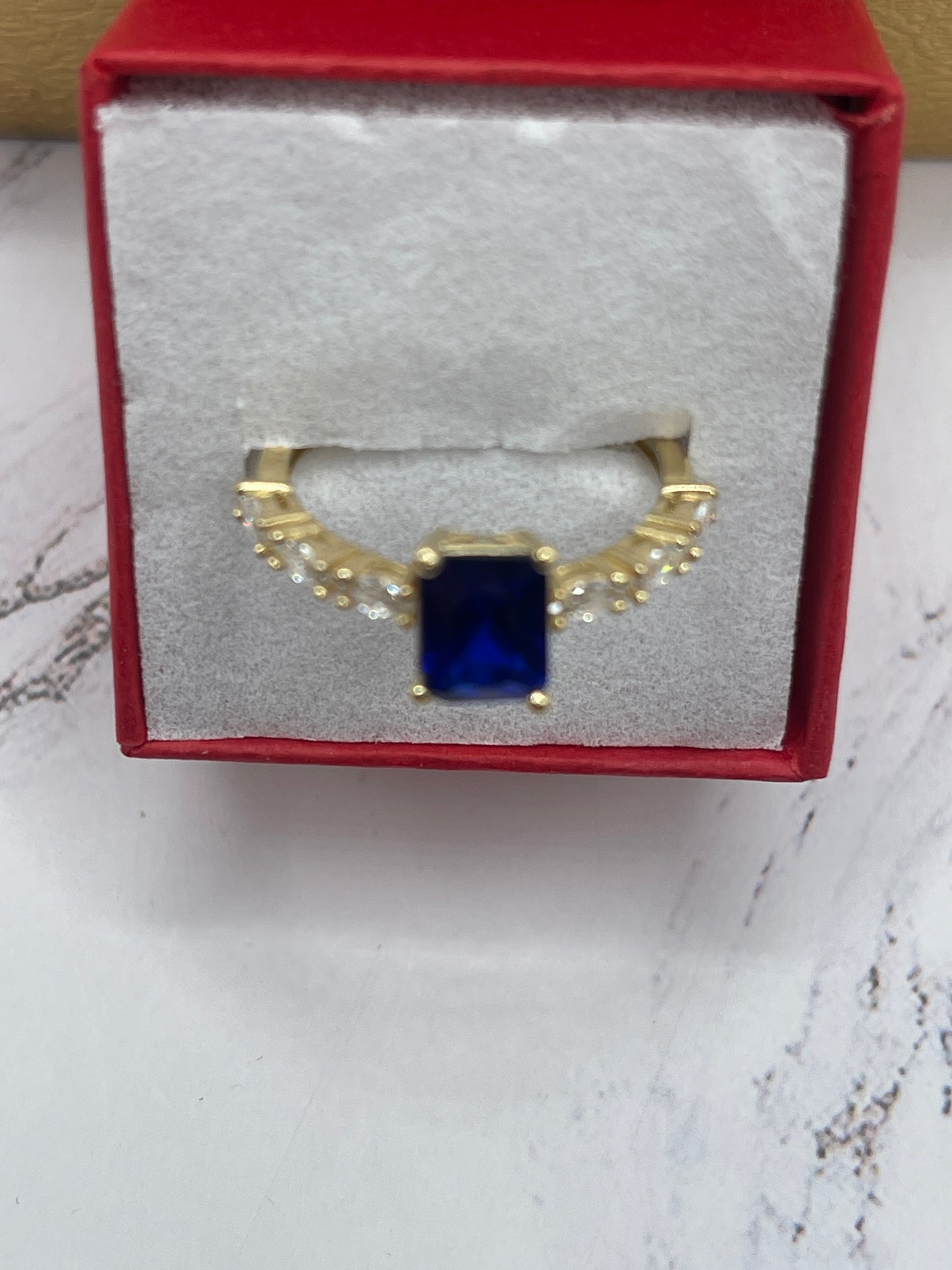 Blue Cz Ring 14k