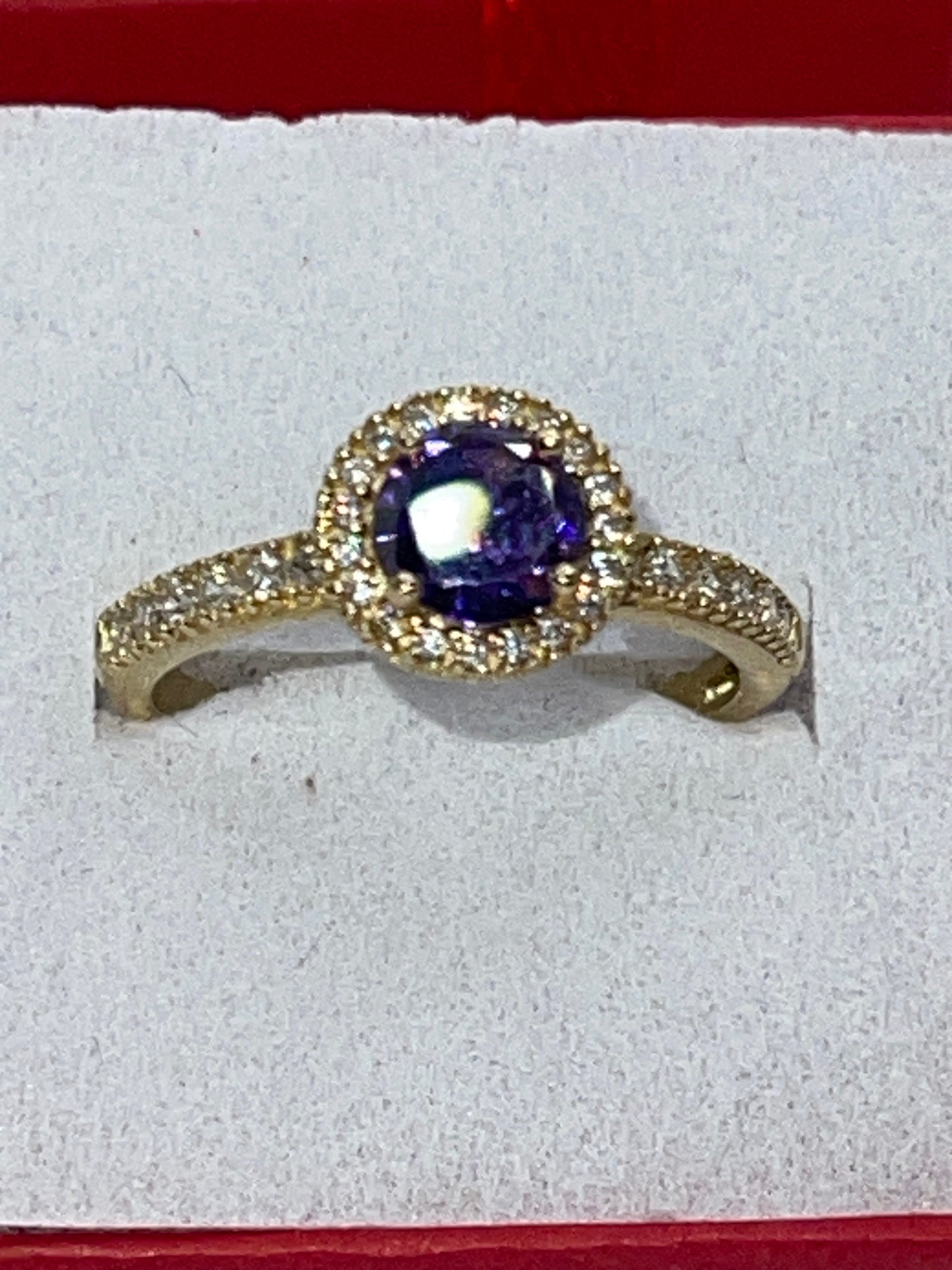 Circle Purple Cz Ring 10k