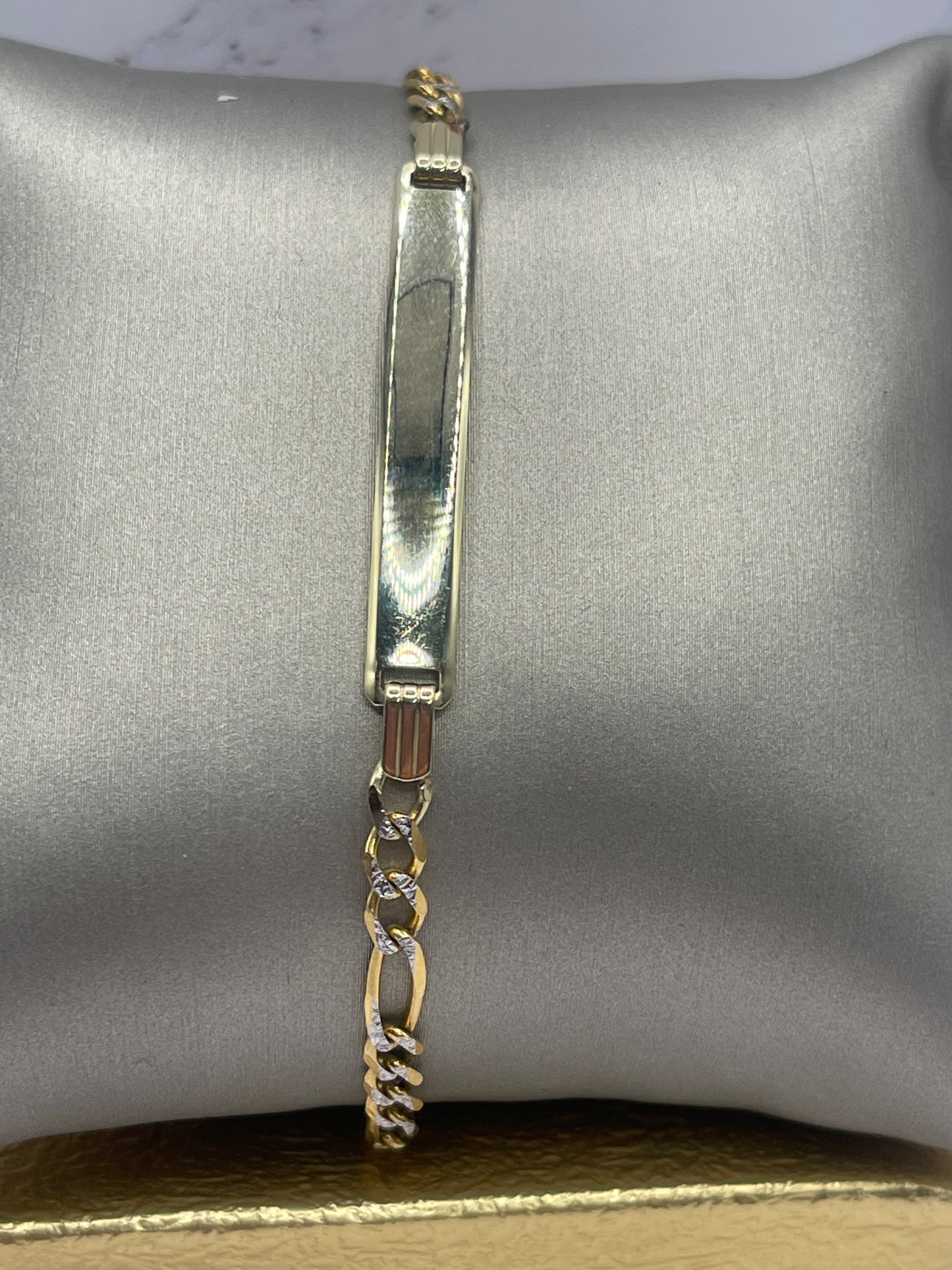 Figaro DC ID Bracelet 14k