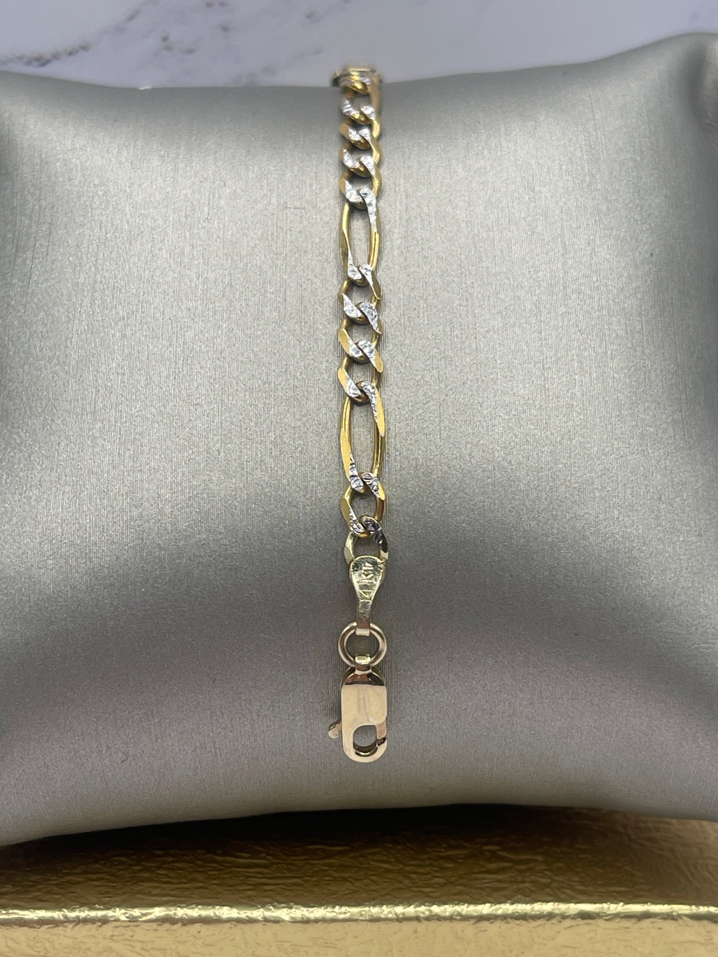 Figaro DC ID Bracelet 14k