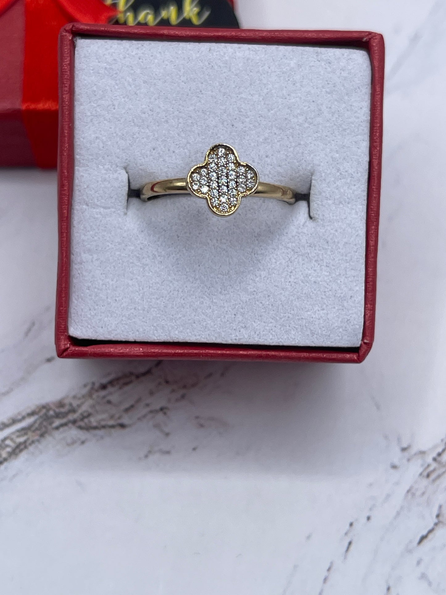 Clover Cz Ring 10k