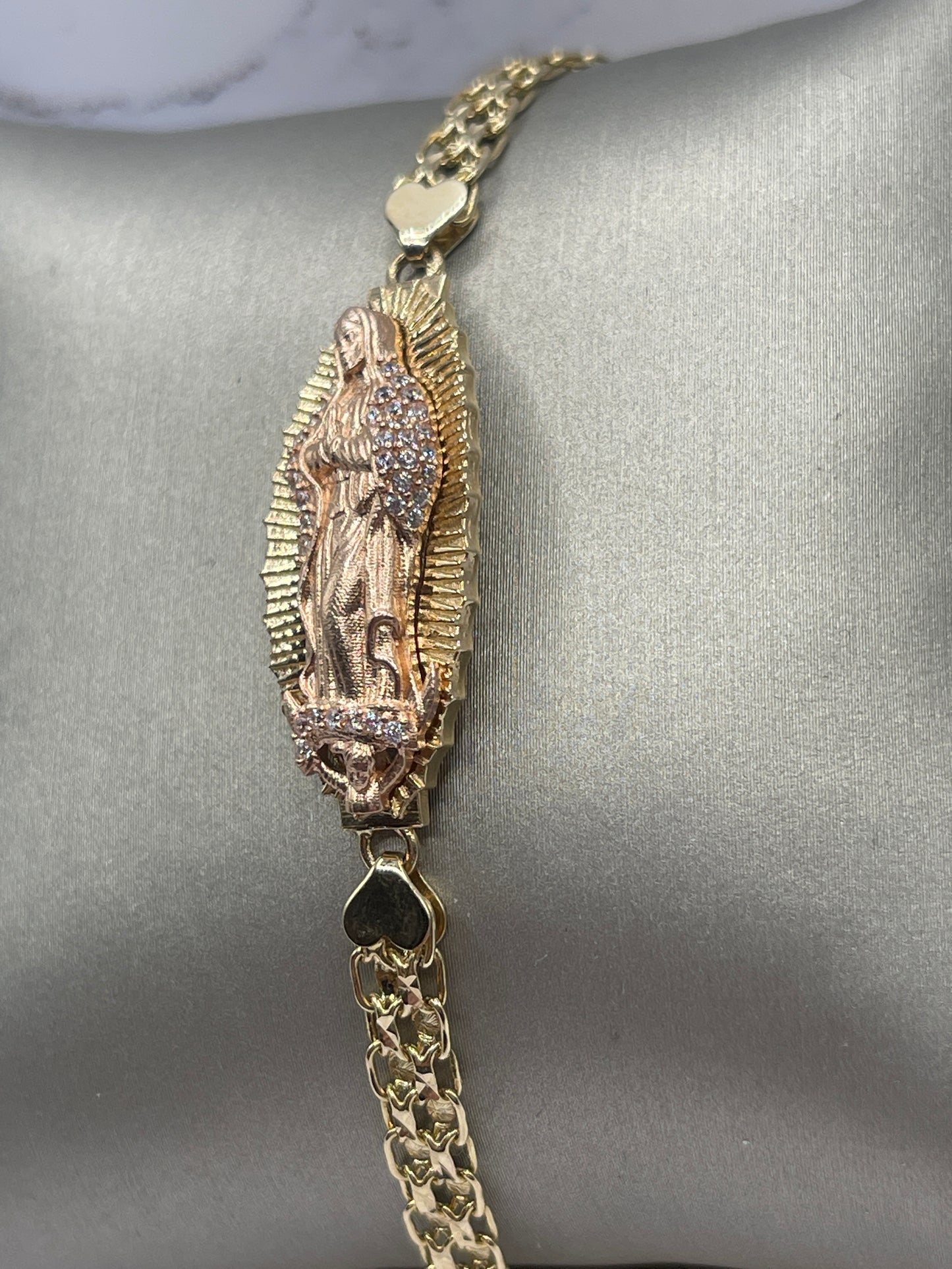 Virgen De Guadalupe 2tone Bracelet 14k