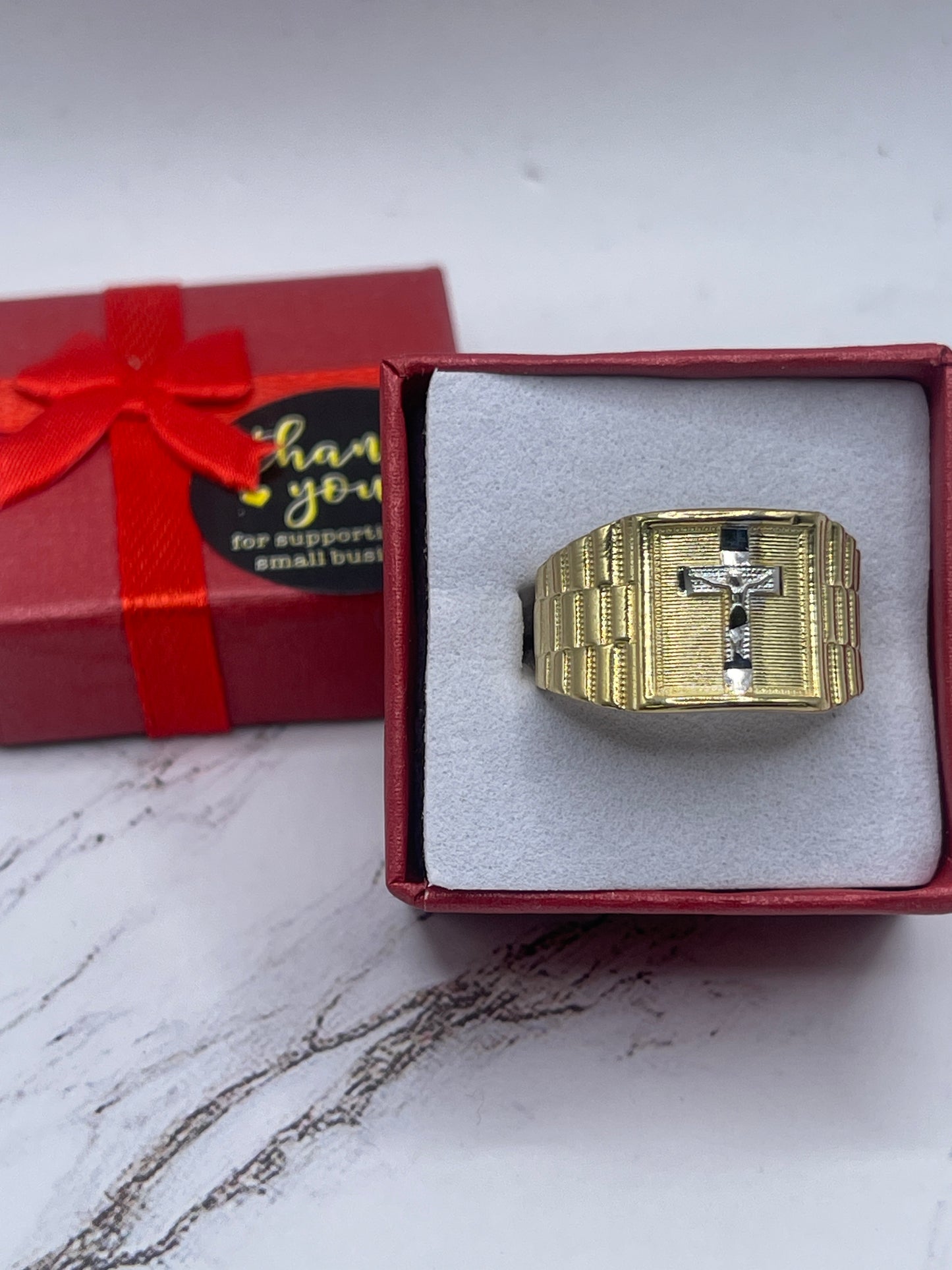 Cross Jesus Ring 10k