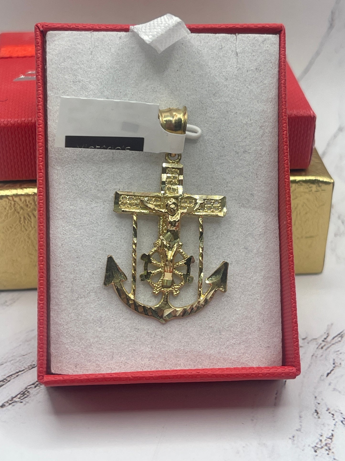 Jesus Anchor Pendant 10k