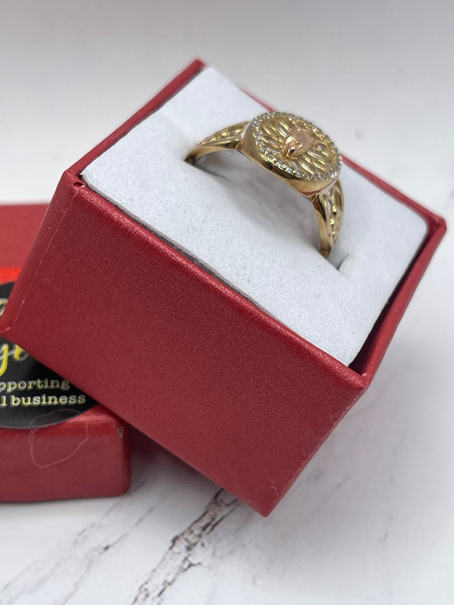 Virgen Oval Cz Ring 10k