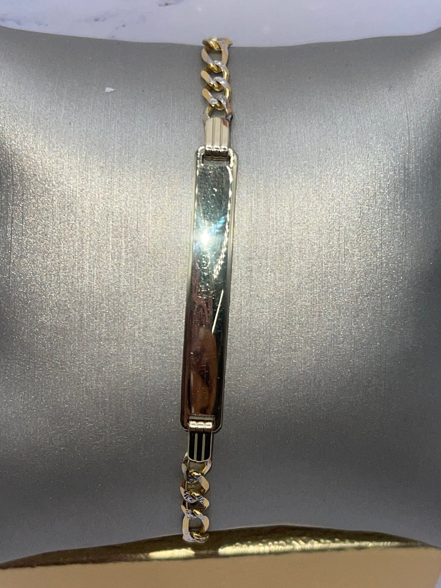 Figaro DC ID Bracelet 14k
