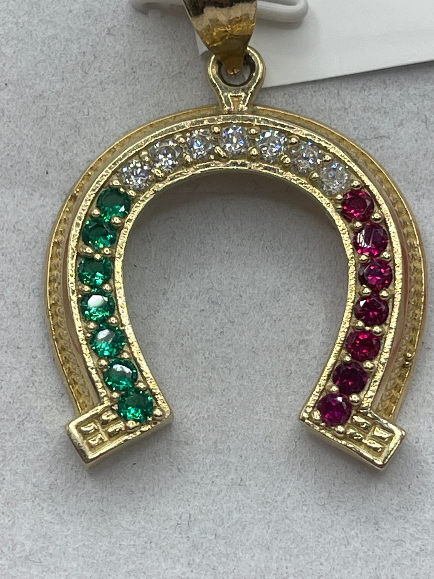 Horse Shoe Cz Pendent 14k