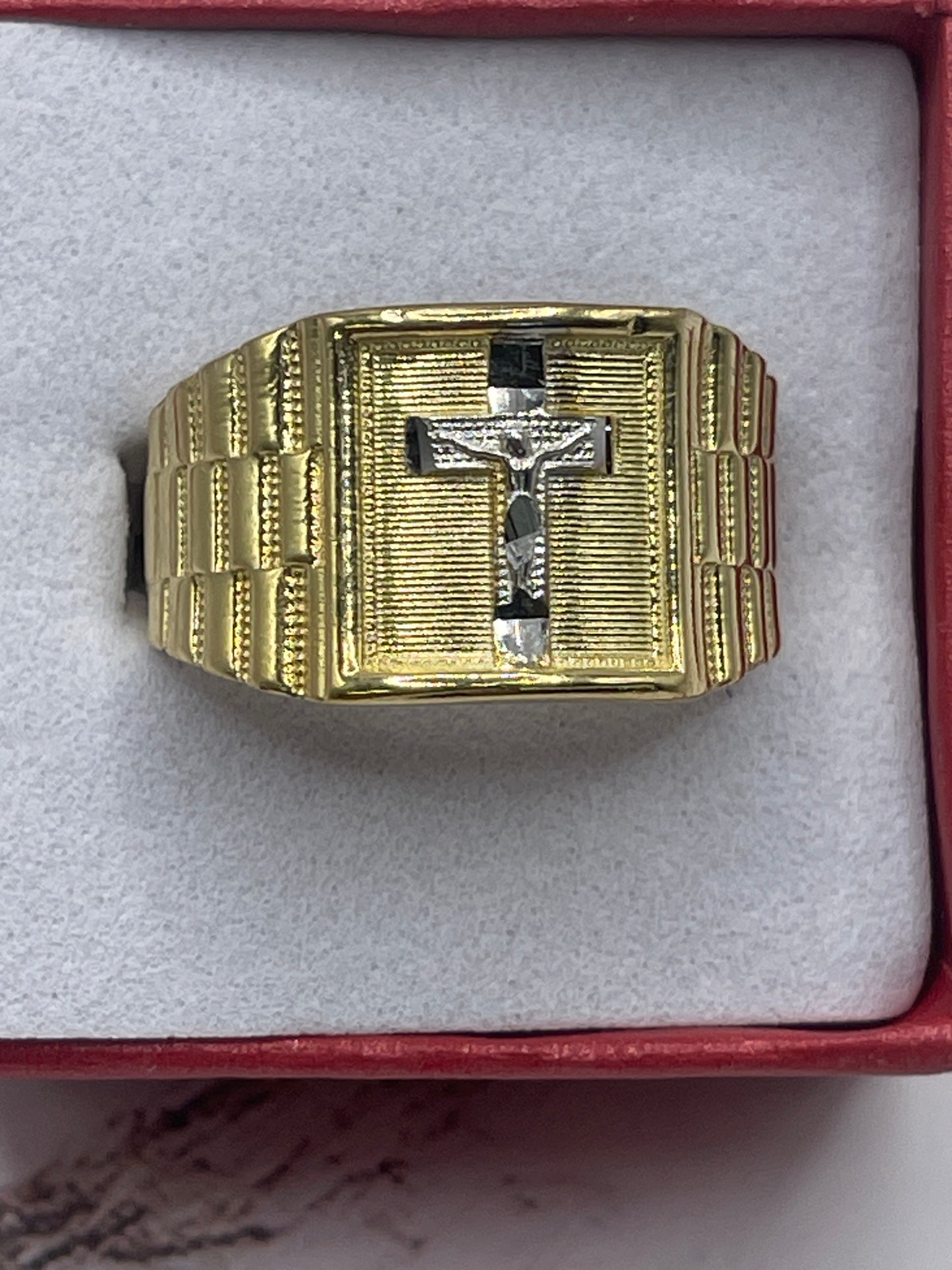 Cross Jesus Ring 10k