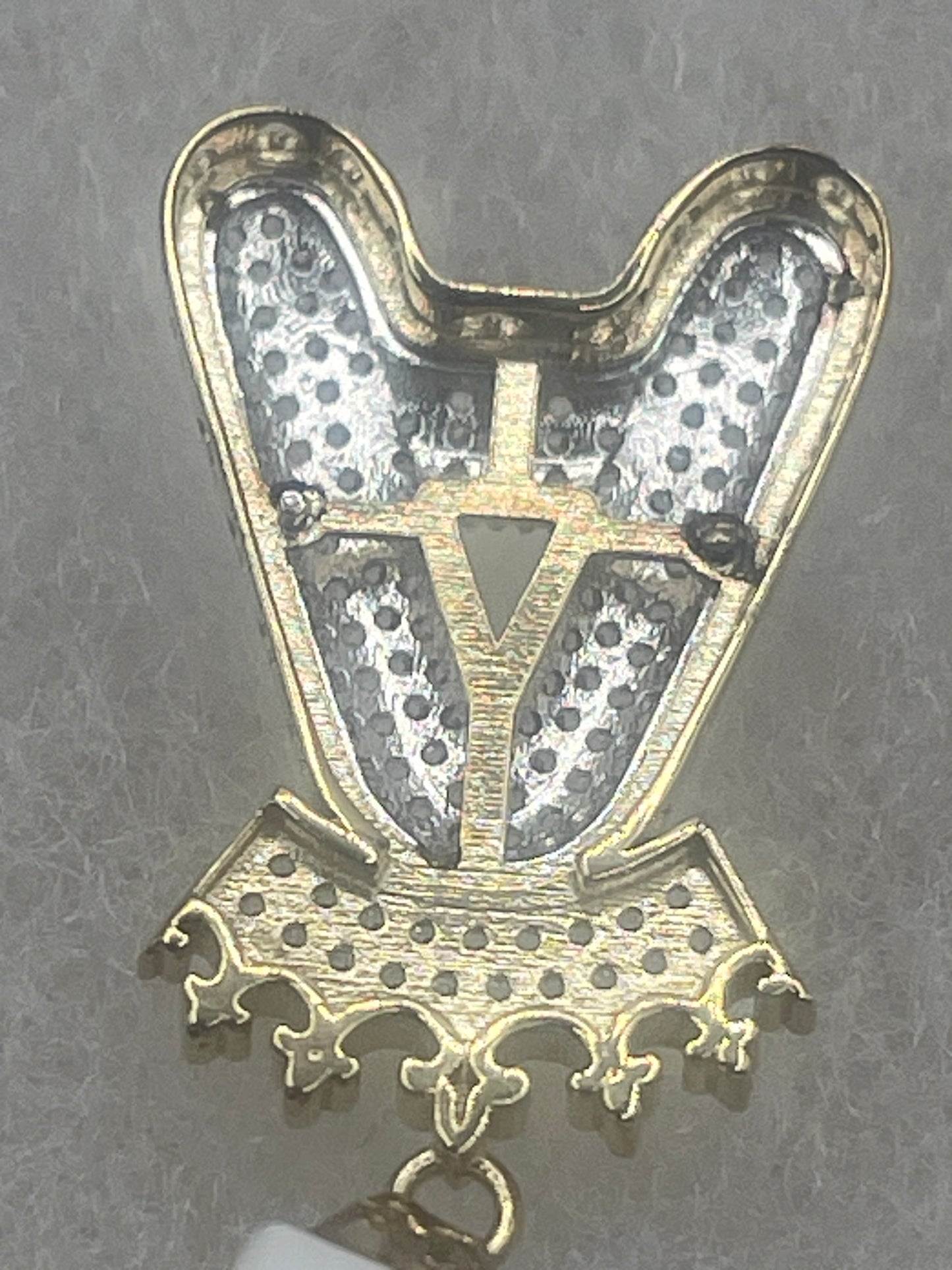 Letter A Crown Cz Pendent 10k