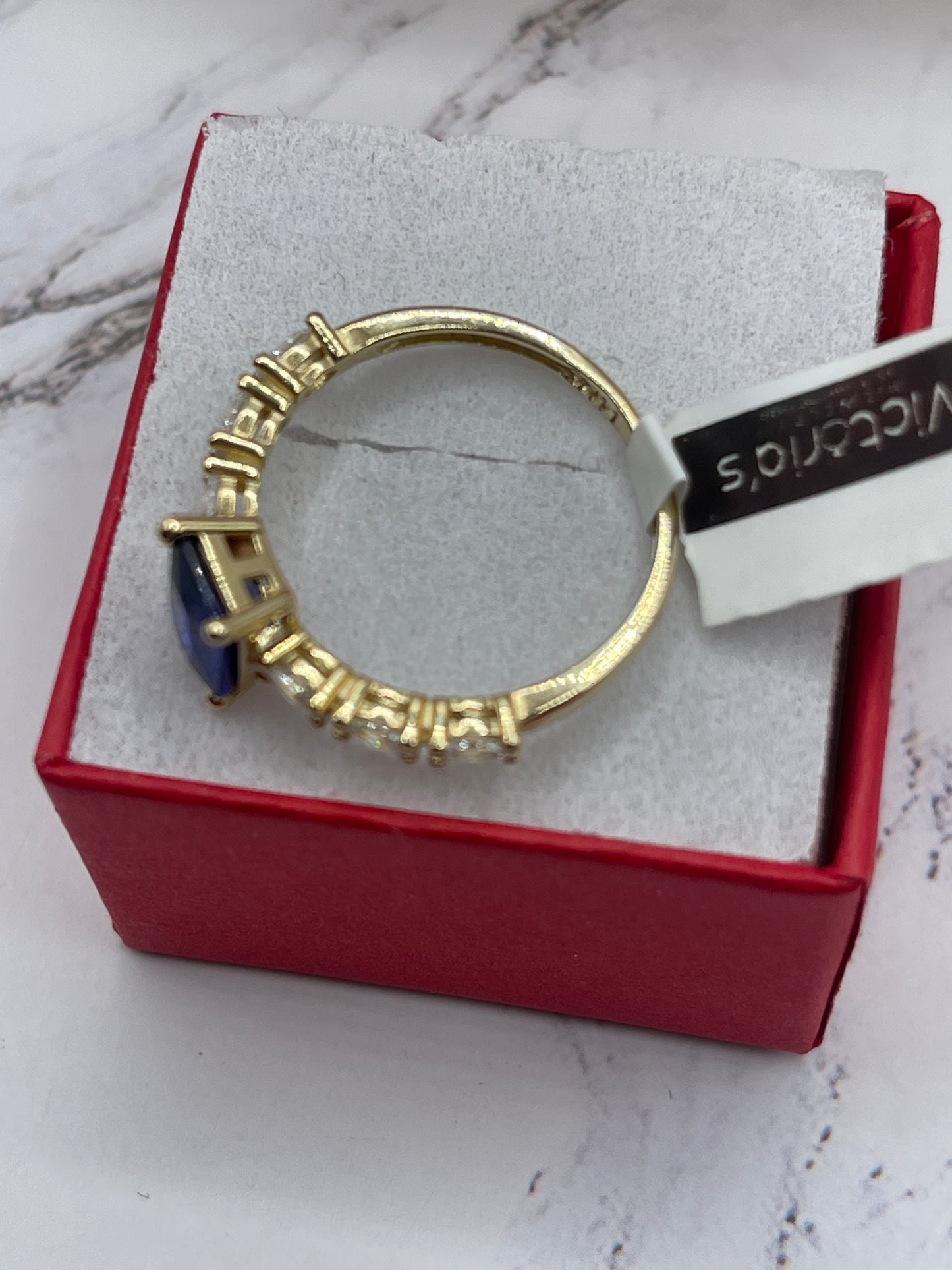 Blue Cz Ring 14k