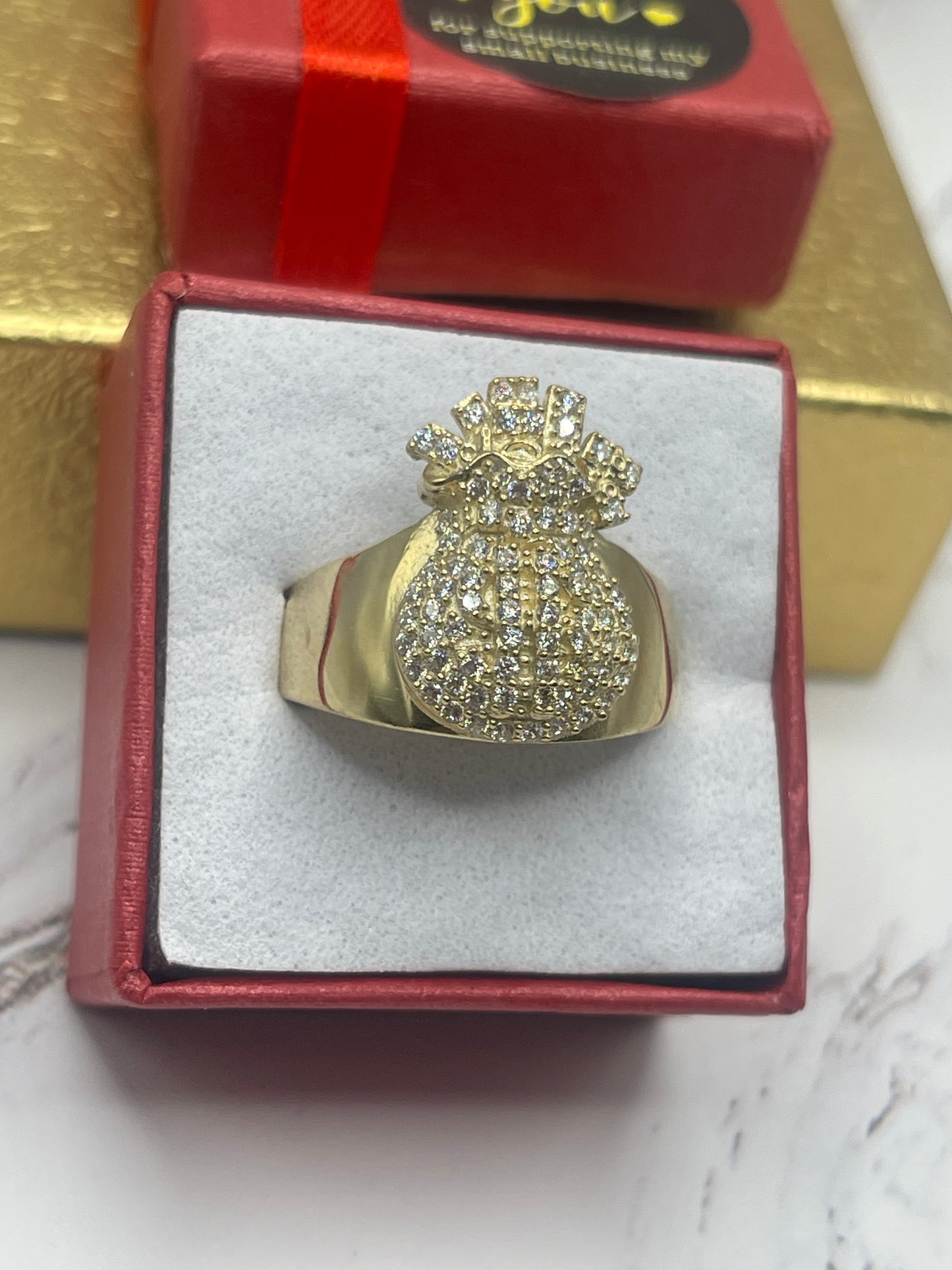 Money Bag Cz Ring 10k