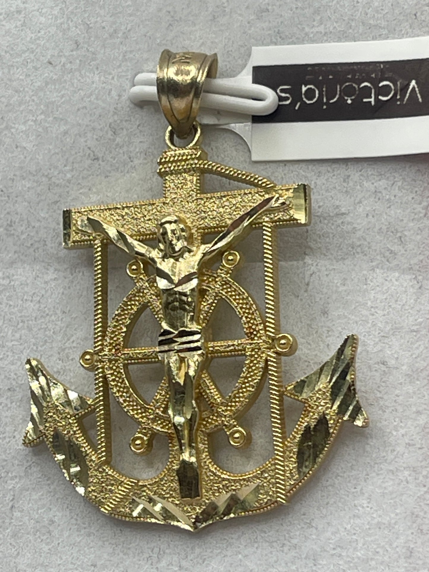 Anchor Jesus Cx Pendent 14k
