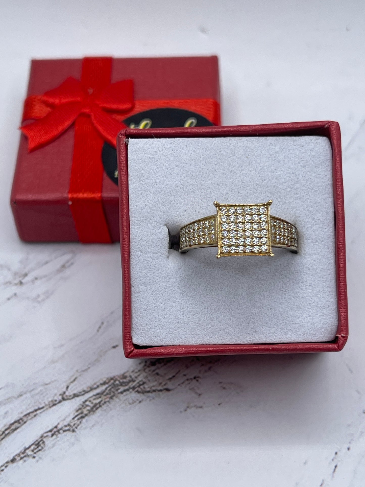 Square Top Cz Ring 10k