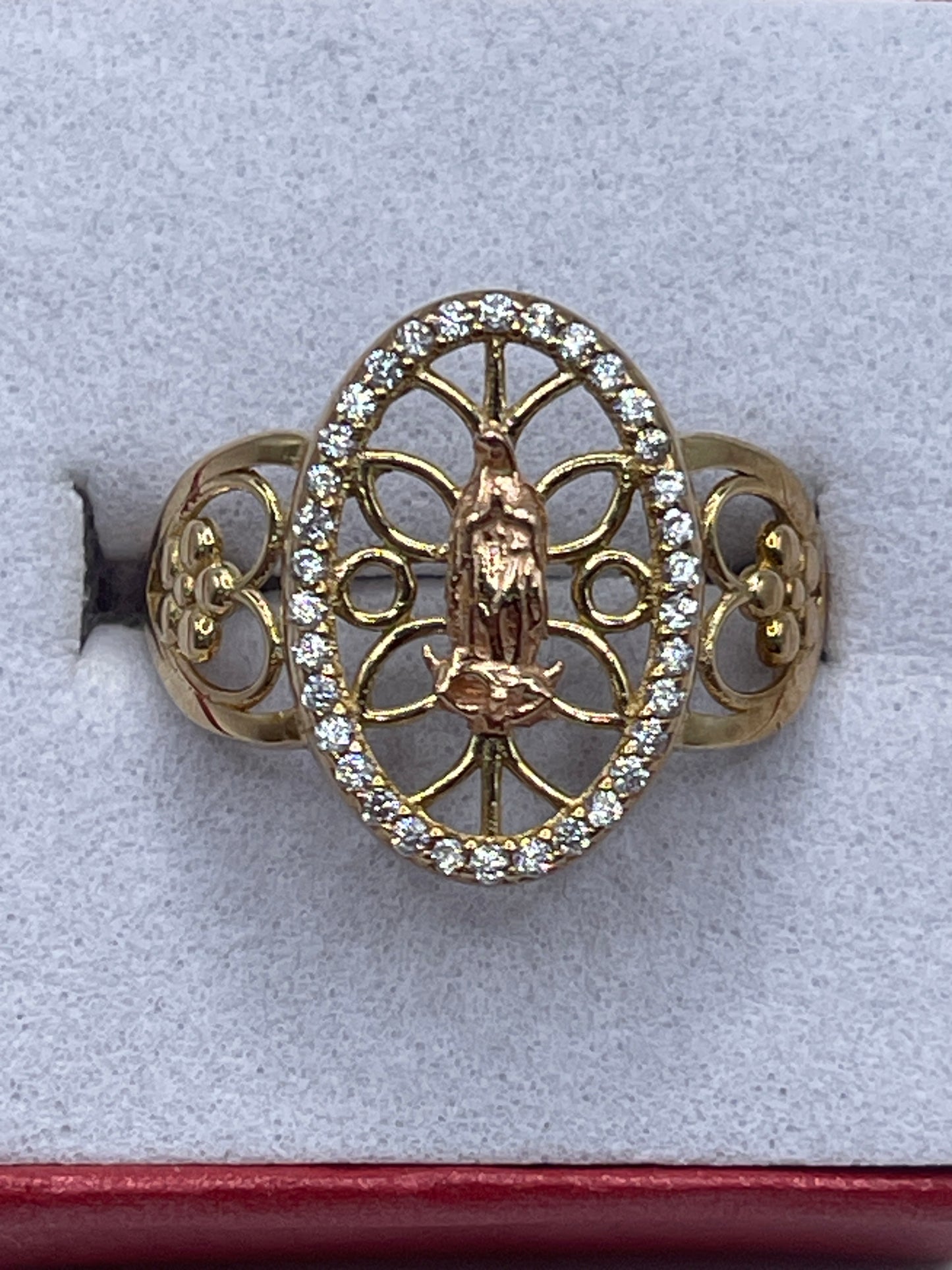 Virgen Oval Cz Ring 10k