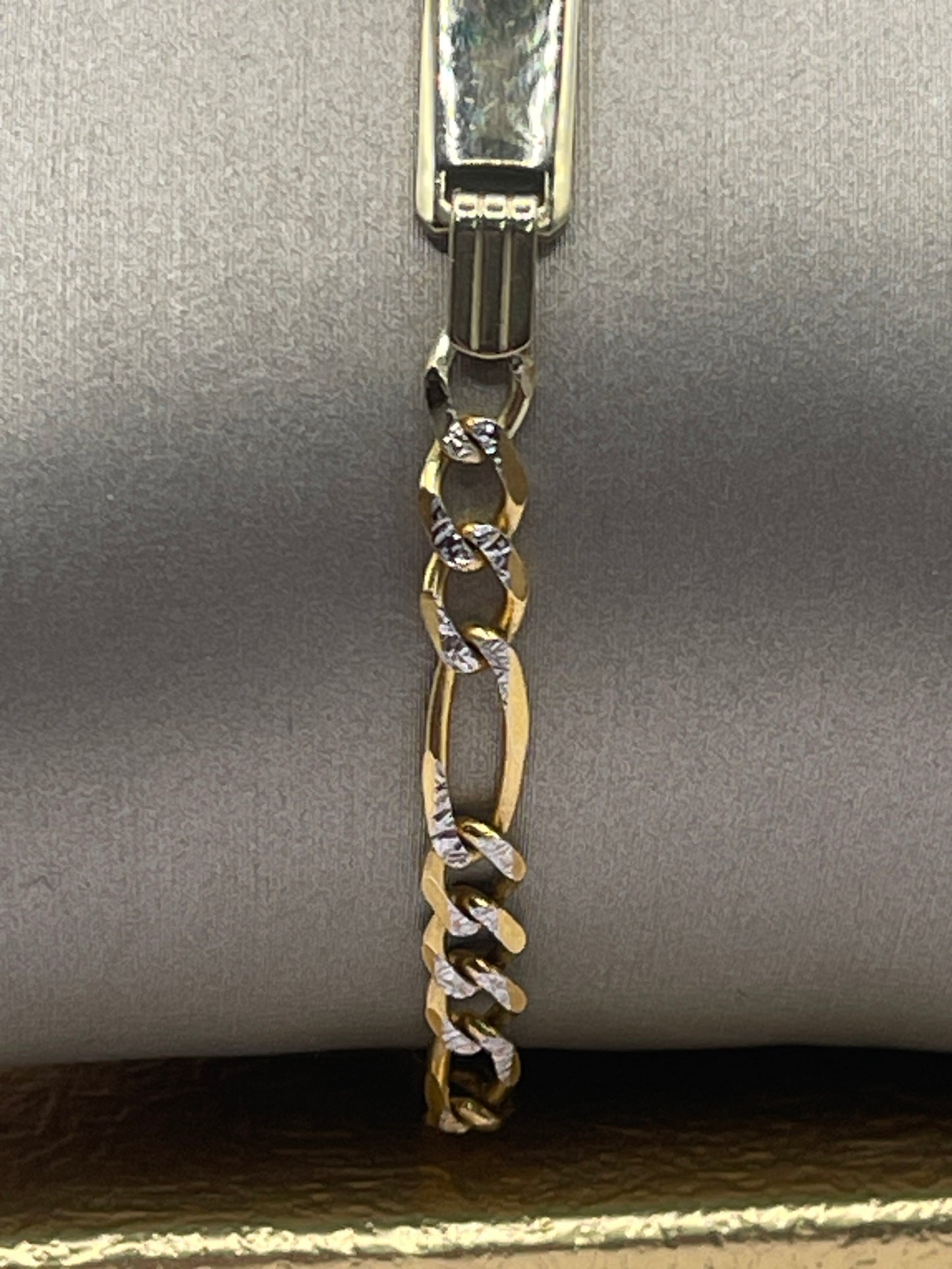 Figaro DC ID Bracelet 14k
