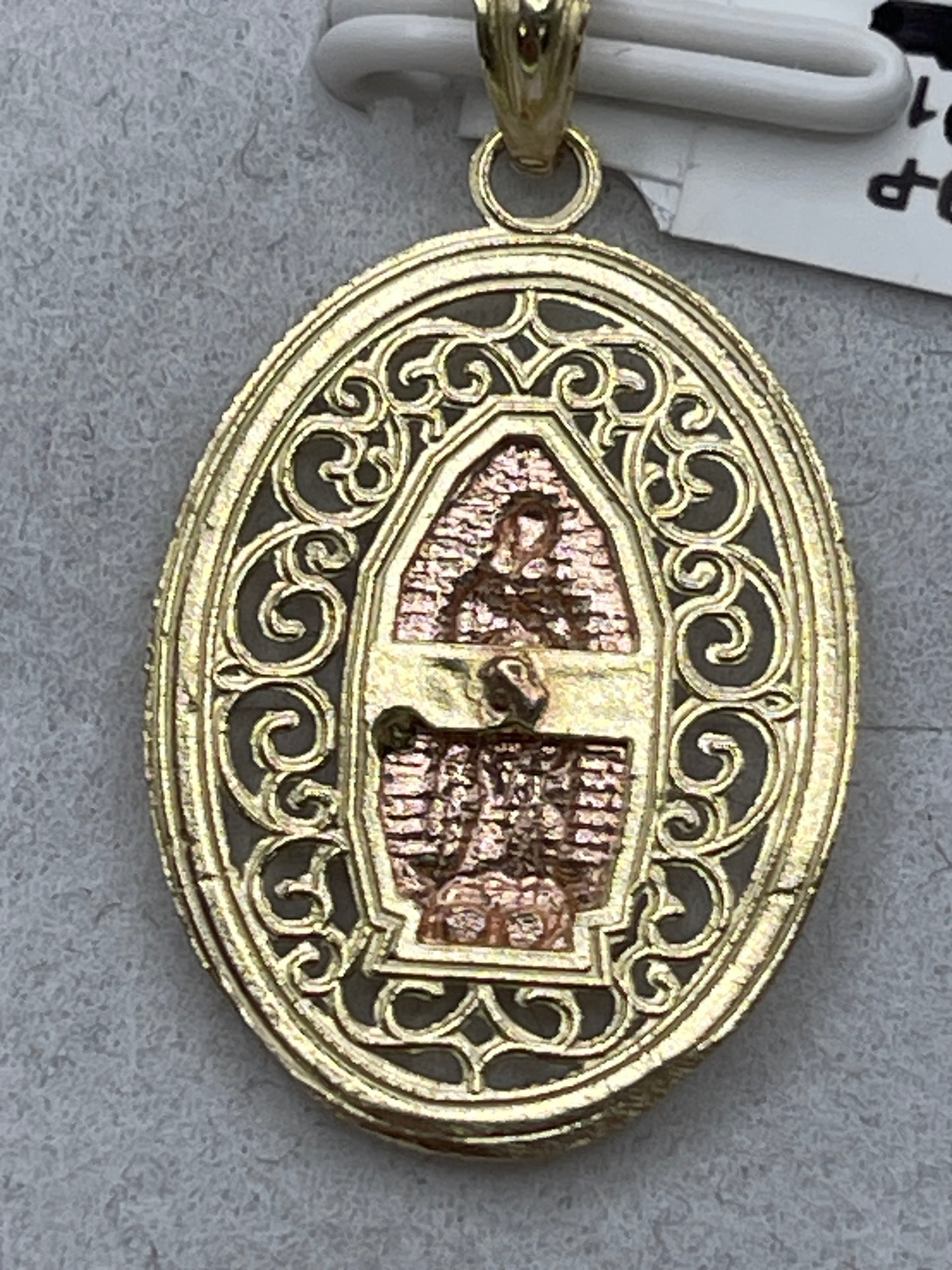 Oval 3 Tone Virgen De Guadalupe Pendent 10k