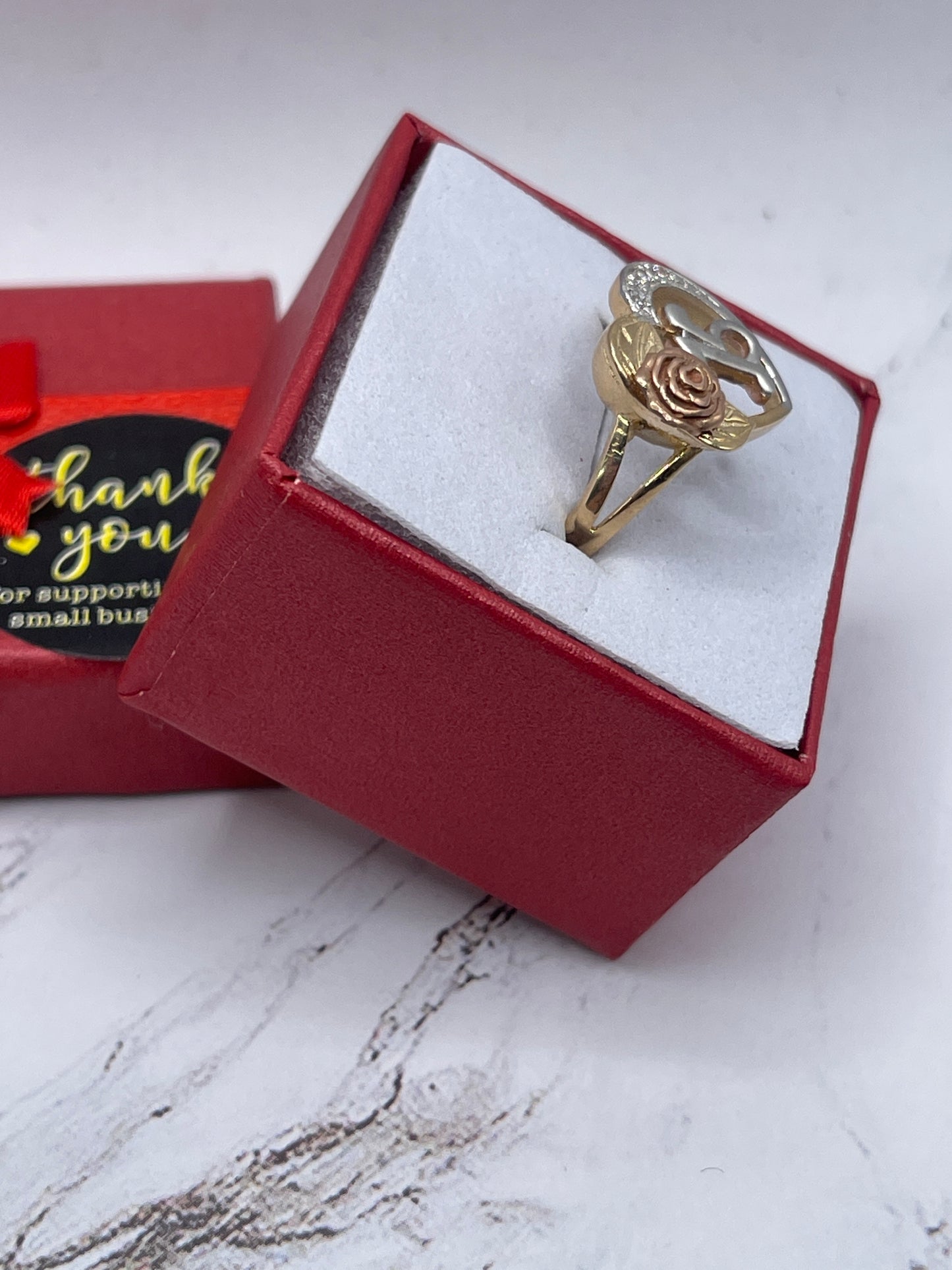Heart 15 With Rose Ring 14k