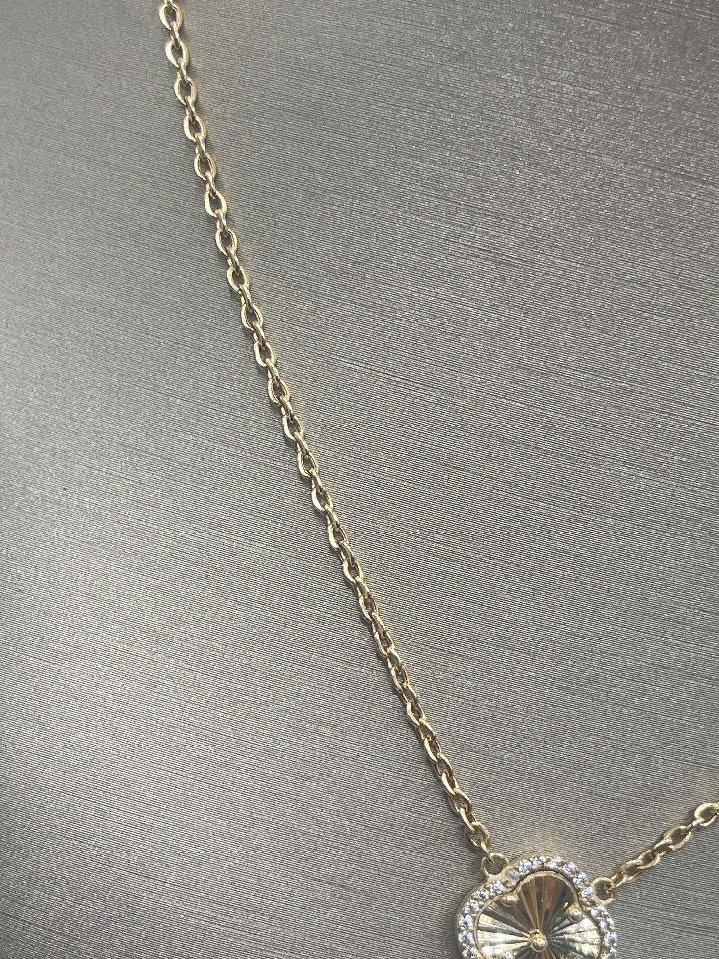Gold Cz Clover Necklace 14k