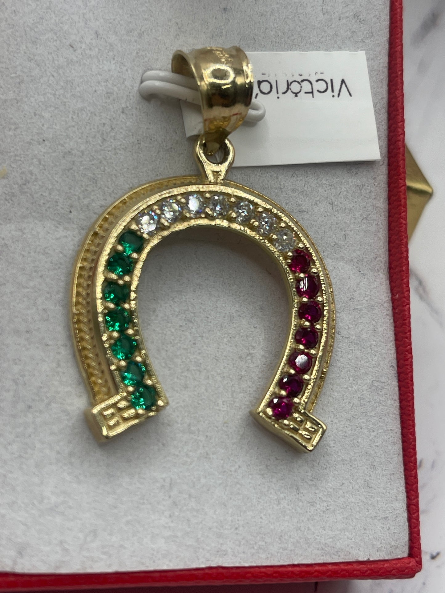 Horse Shoe Cz Pendent 14k
