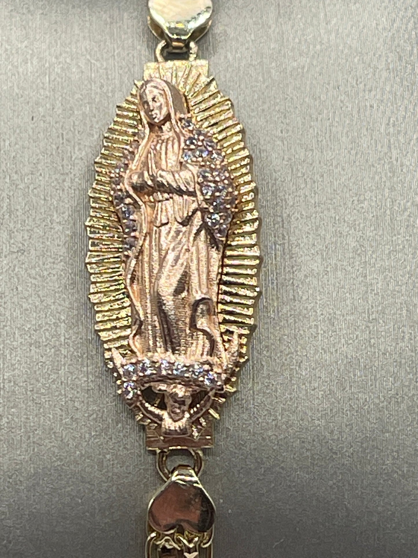 Virgen De Guadalupe 2tone Bracelet 14k