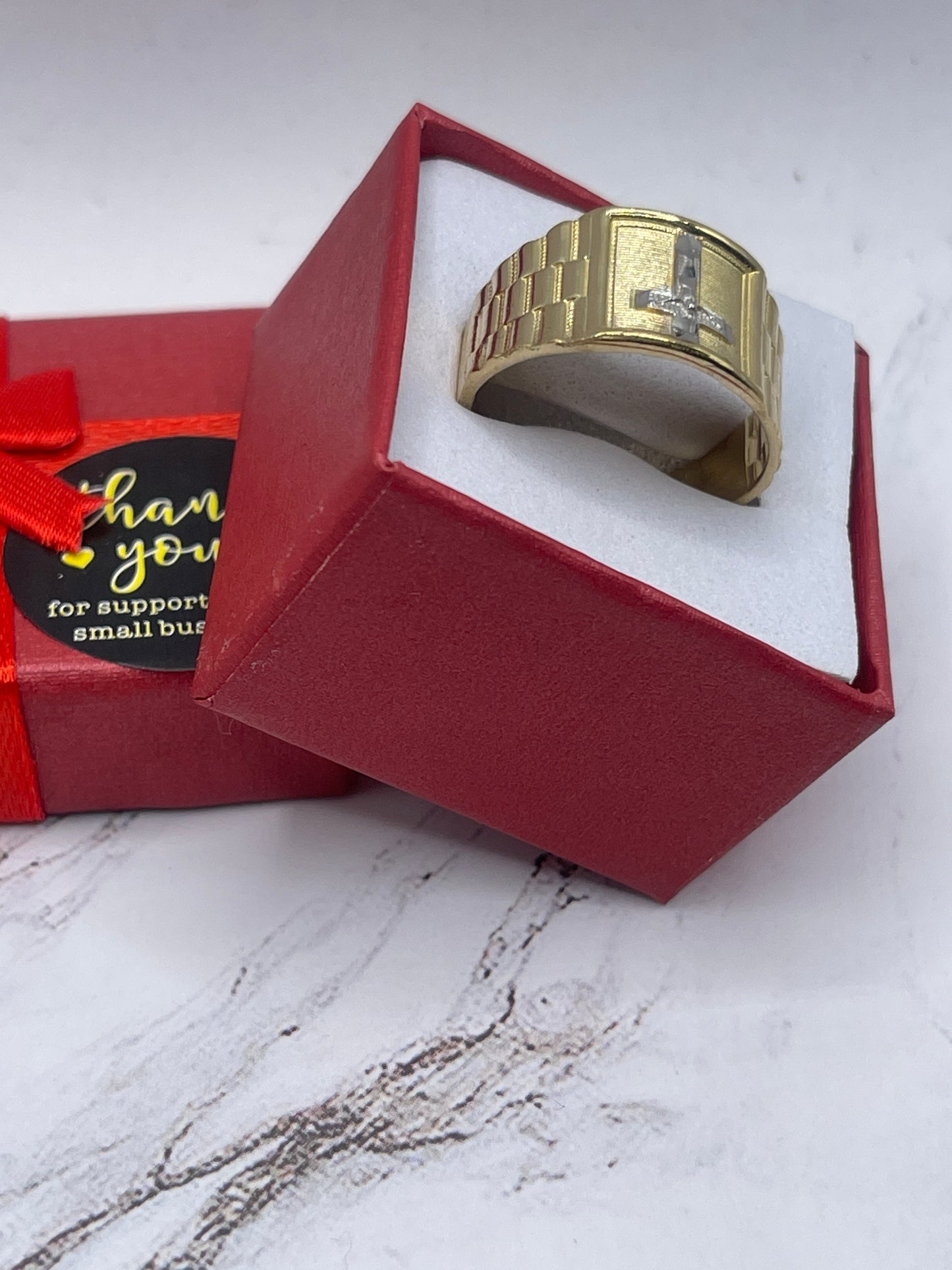 Cross Jesus Ring 10k