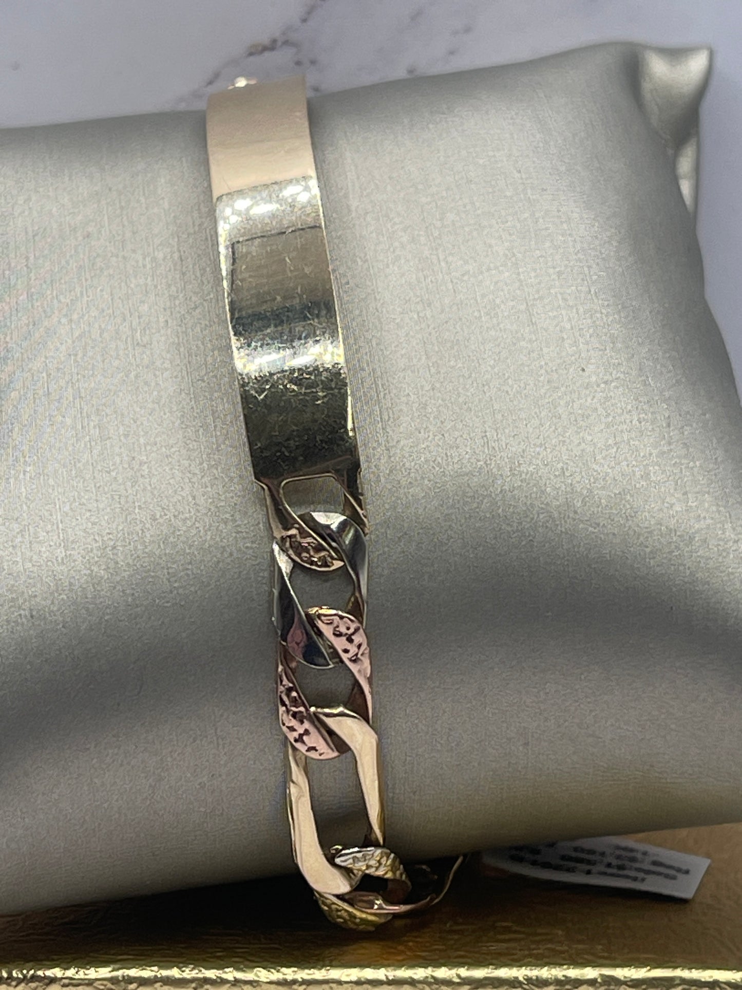 2tone Figaro ID Bracelet 14k
