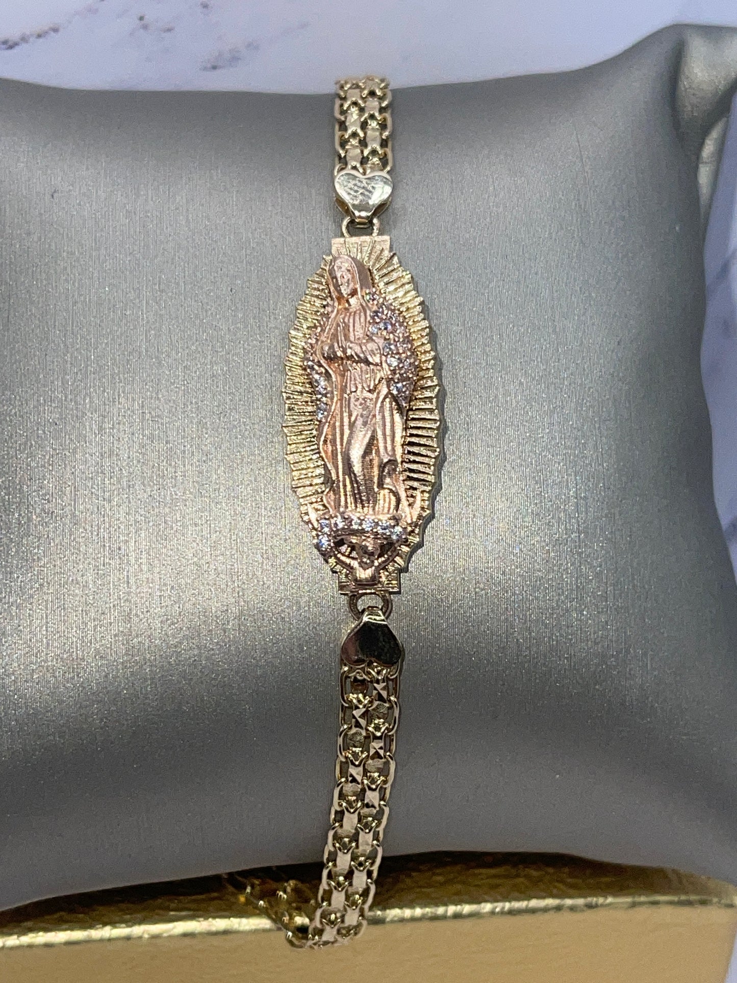 Virgen De Guadalupe 2tone Bracelet 14k