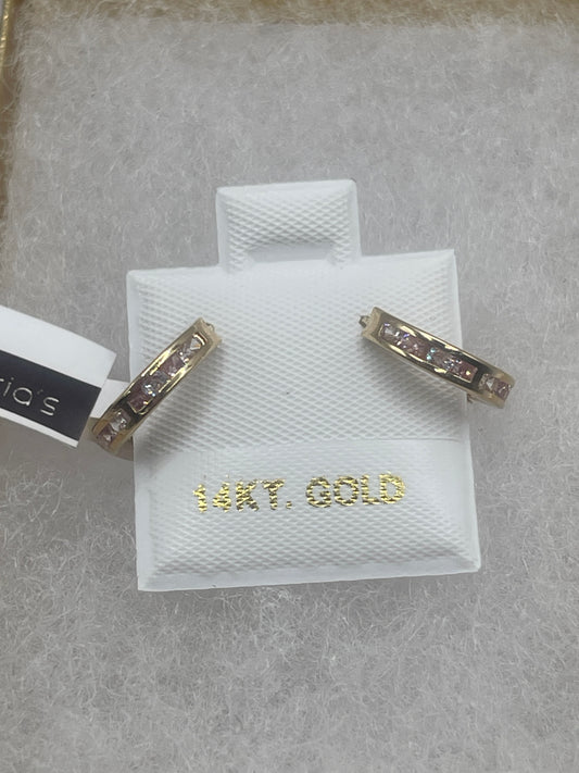 Huggies Cz Pink/White 14k