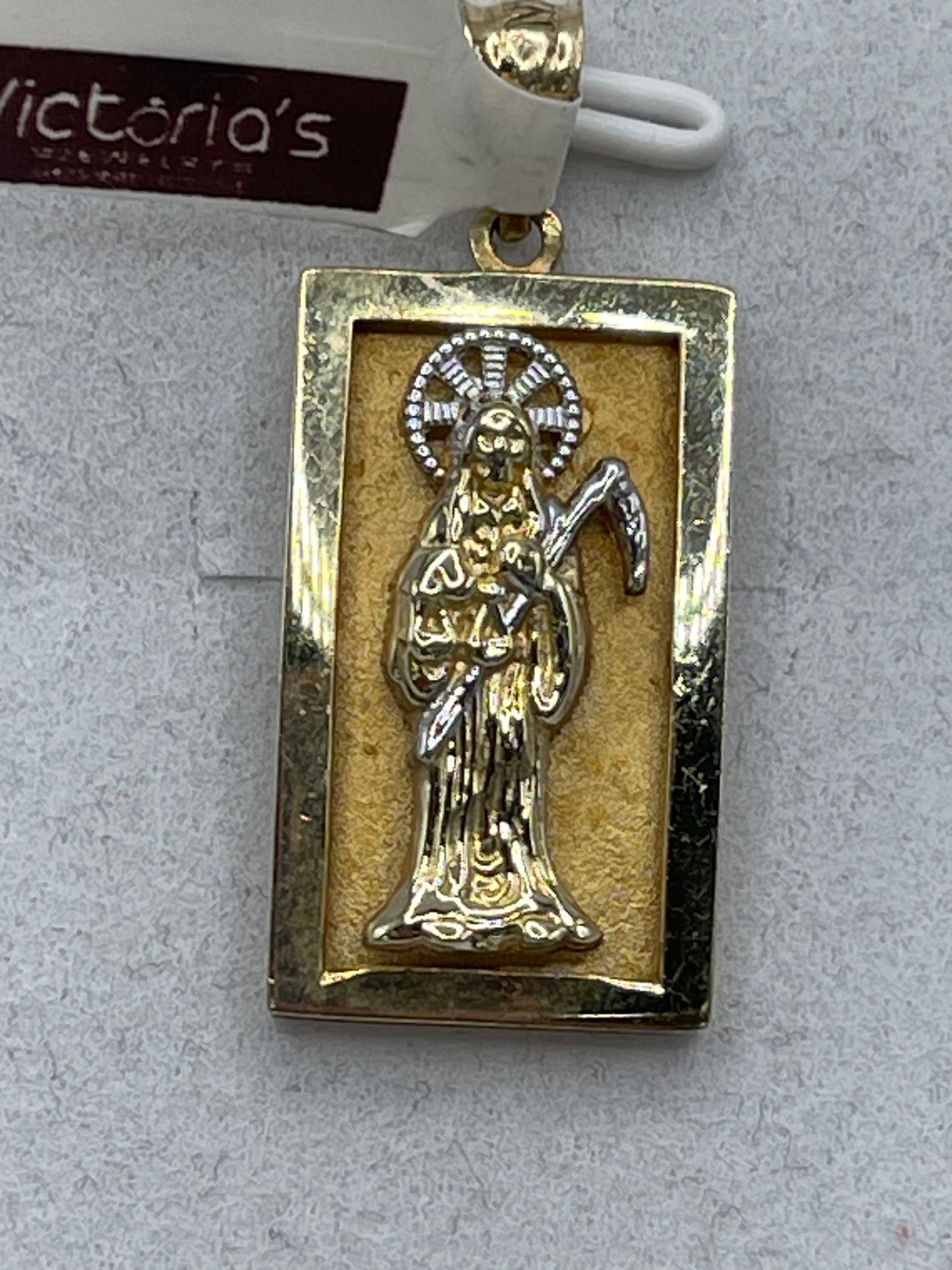 St. Muerte Rectangular Pendent 10k