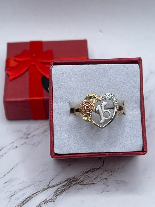Heart 15 With Rose Ring 14k
