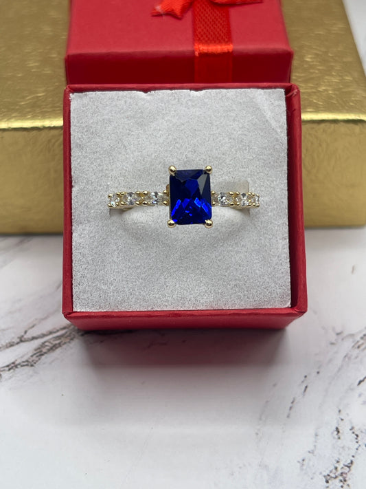 Blue Cz Ring 14k