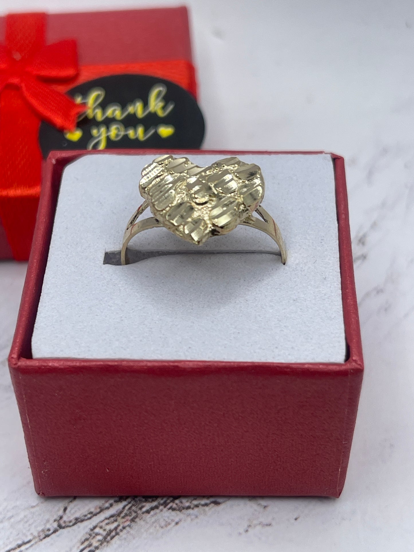 Med Heart Nugget Ring 10k