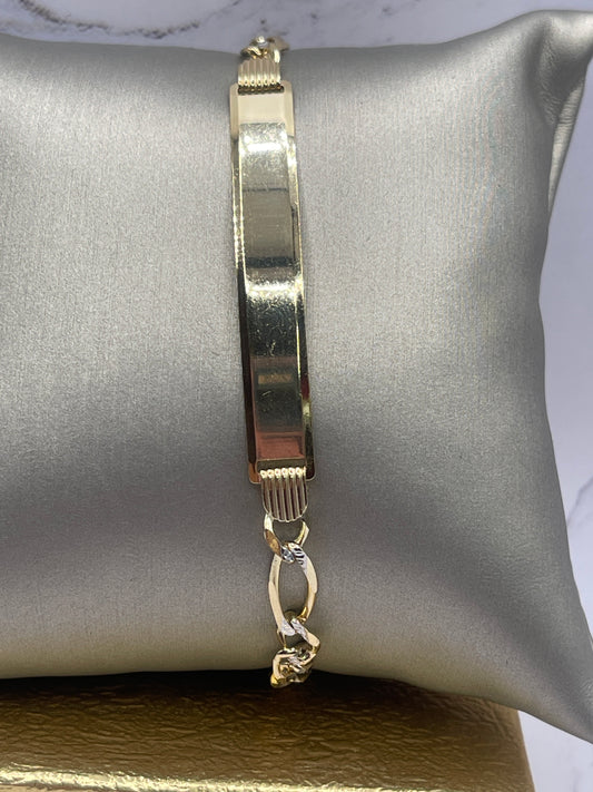Figaro DC ID Bracelet 10k
