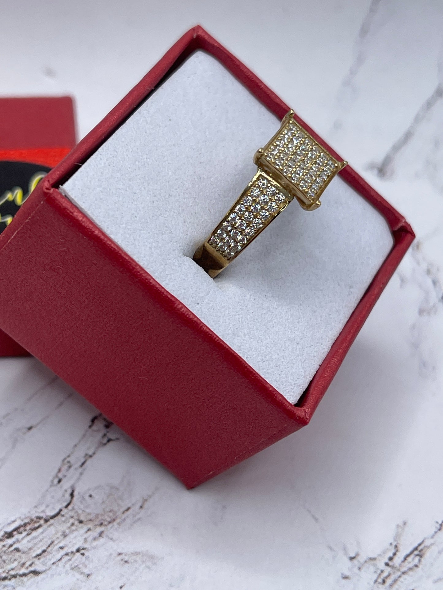 Square Top Cz Ring 10k