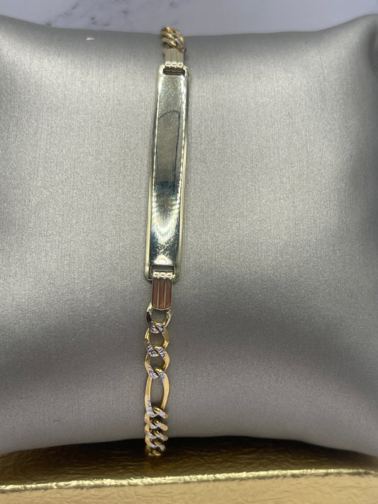 Figaro DC ID Bracelet 14k