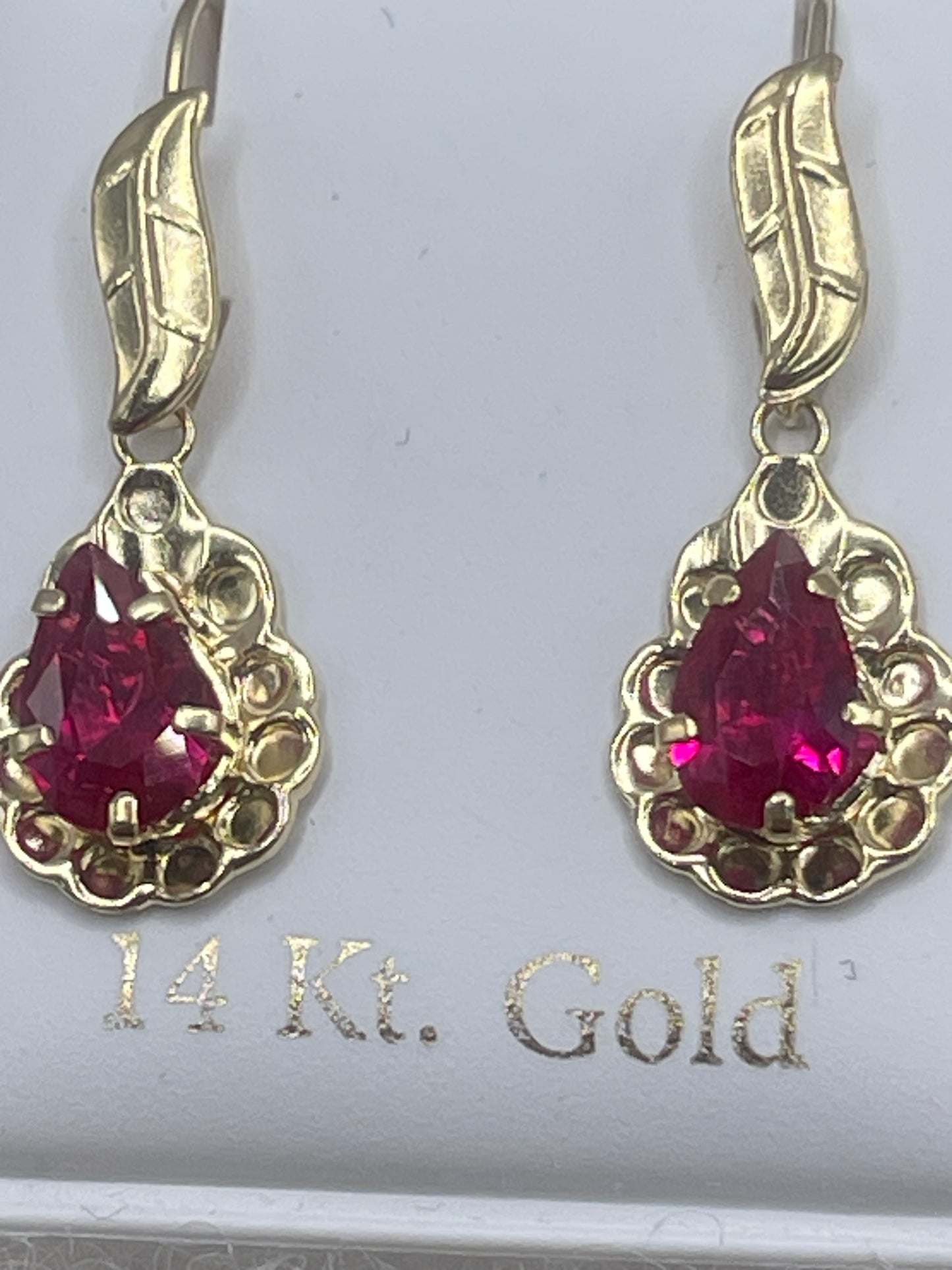 Ruby Hanging Earrings 14k