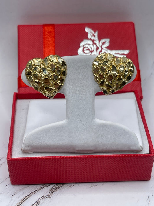 Heart Nugget Earrings 10k