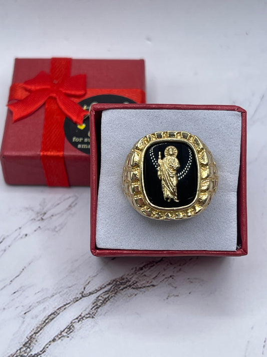 St Judas Onyx Men Ring 14k