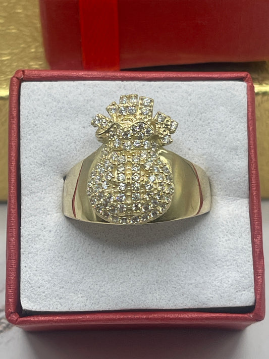 Money Bag Cz Ring 10k