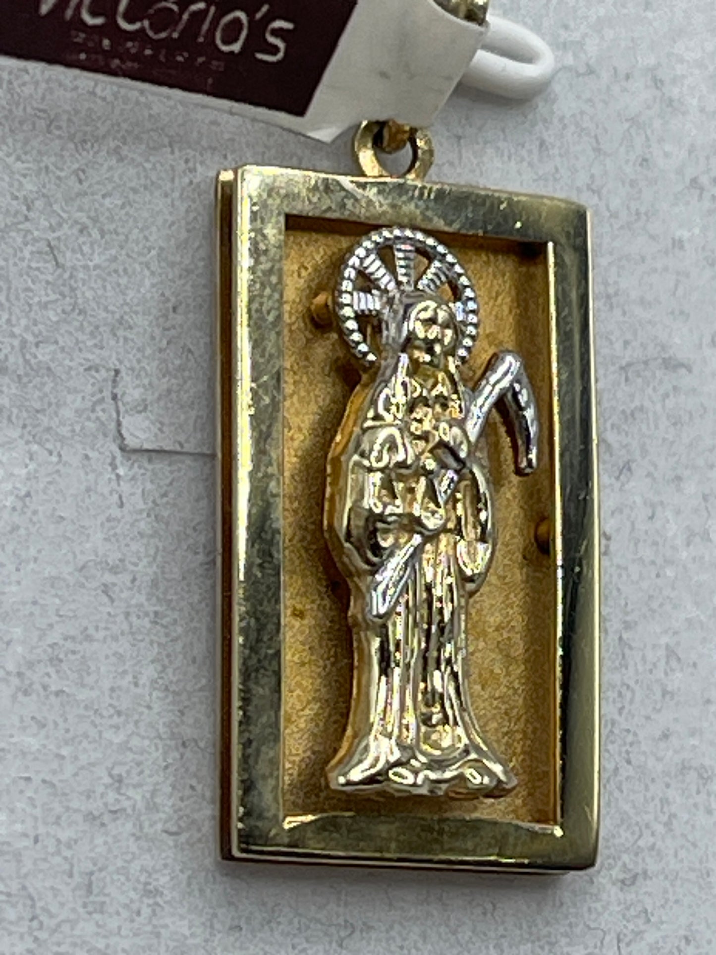 St. Muerte Rectangular Pendent 10k
