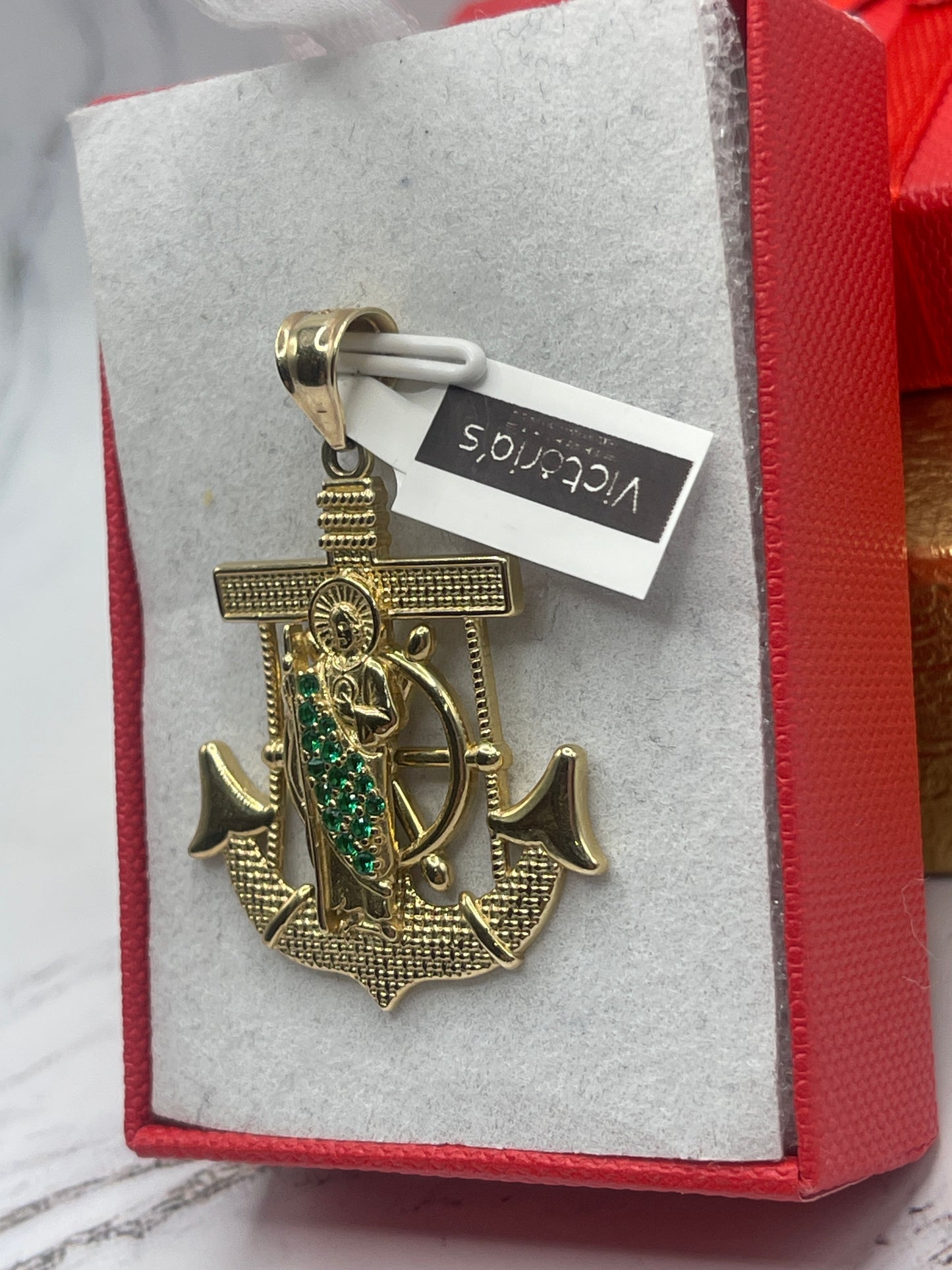 Anchor San Judas Cz Pendent 14k