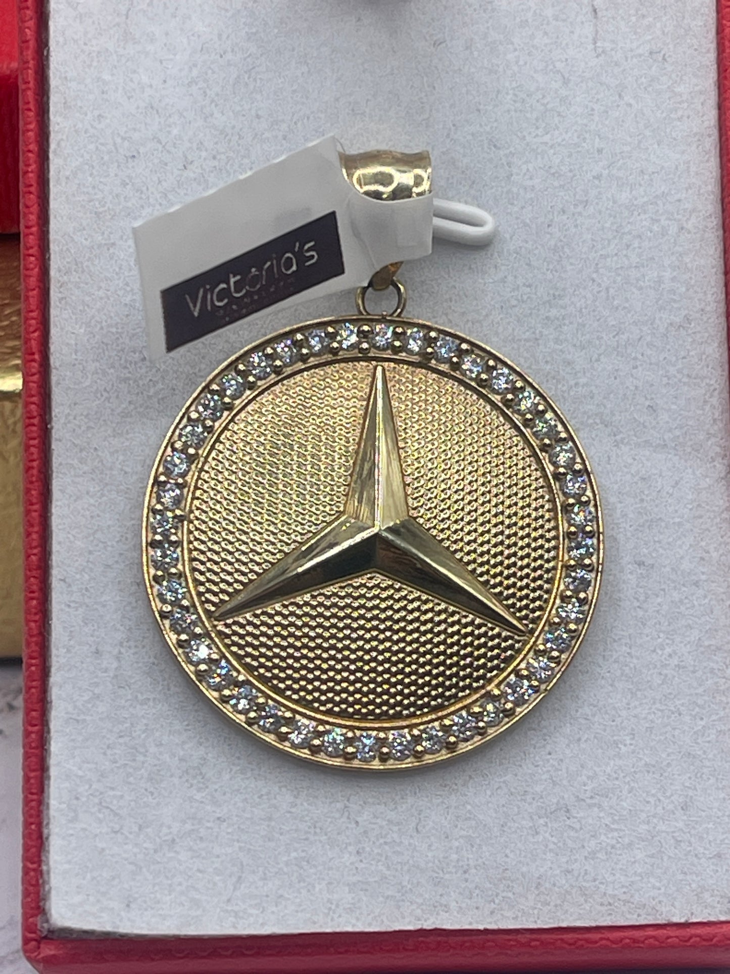 Mercedes Cz Medallion Pendent 10k