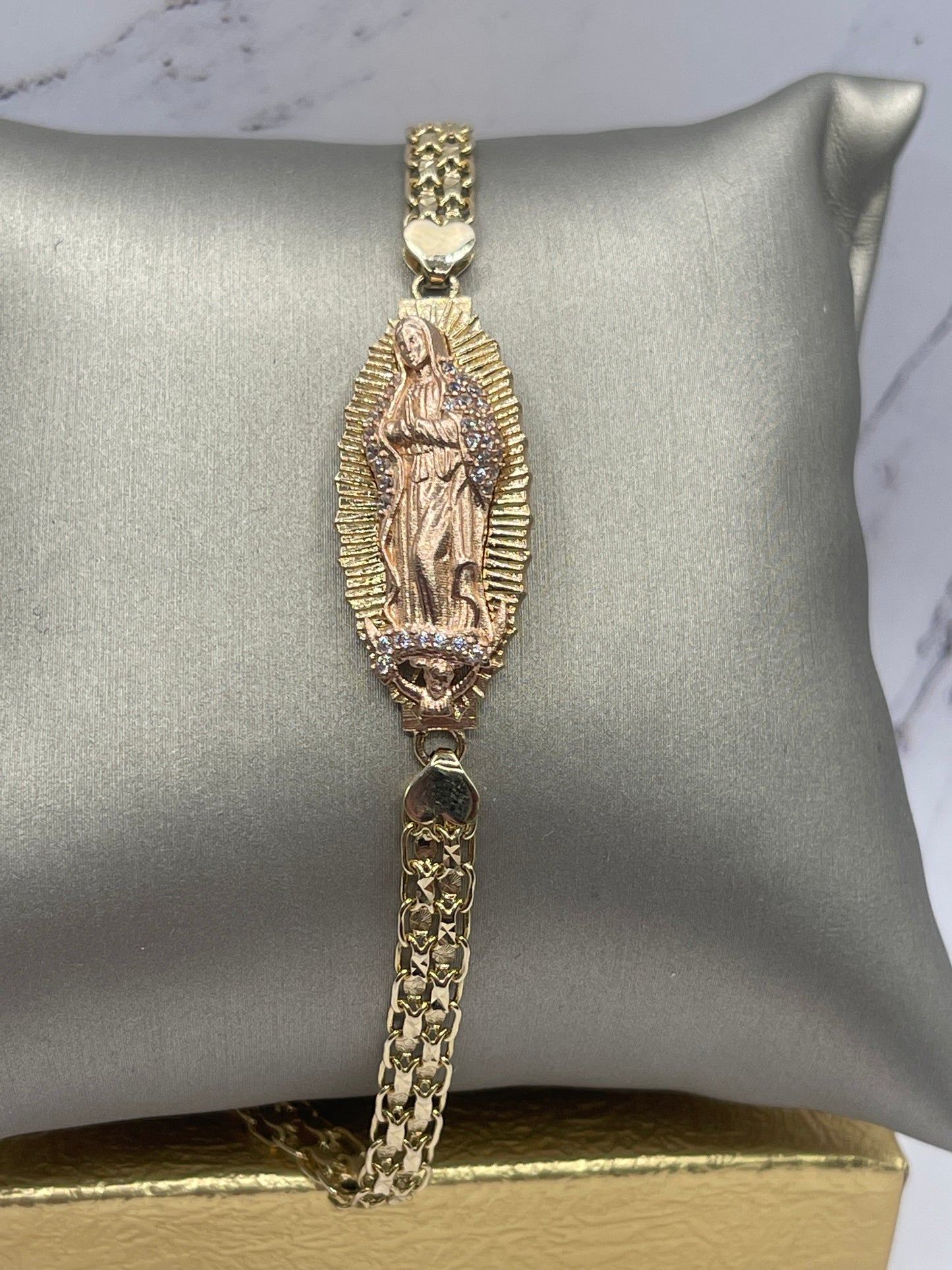 Virgen De Guadalupe 2tone Bracelet 14k