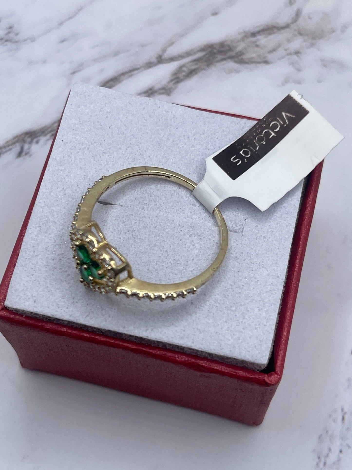 Heart Green Cz Ring 10k