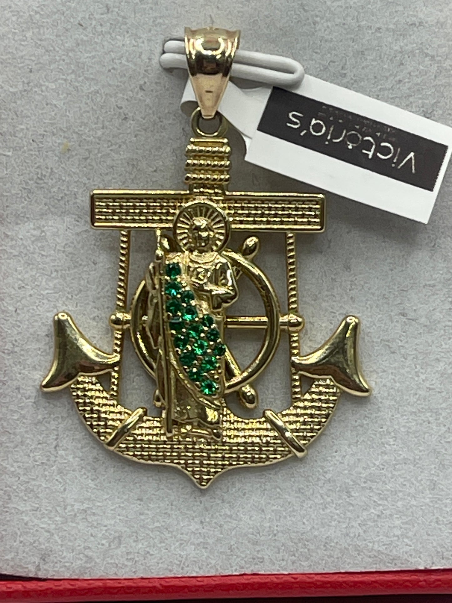 Anchor San Judas Cz Pendent 14k