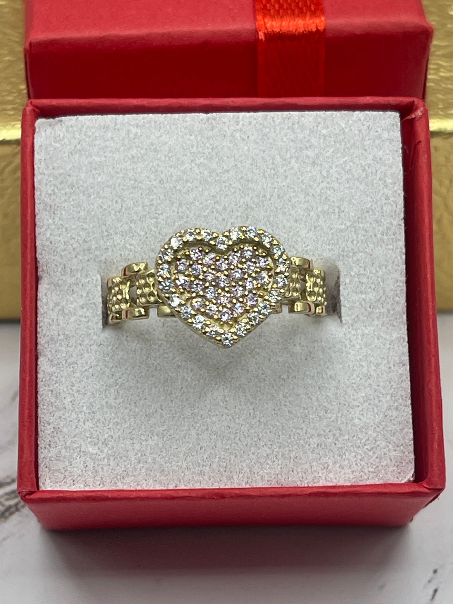 Heart Cz Pink Ring 10k
