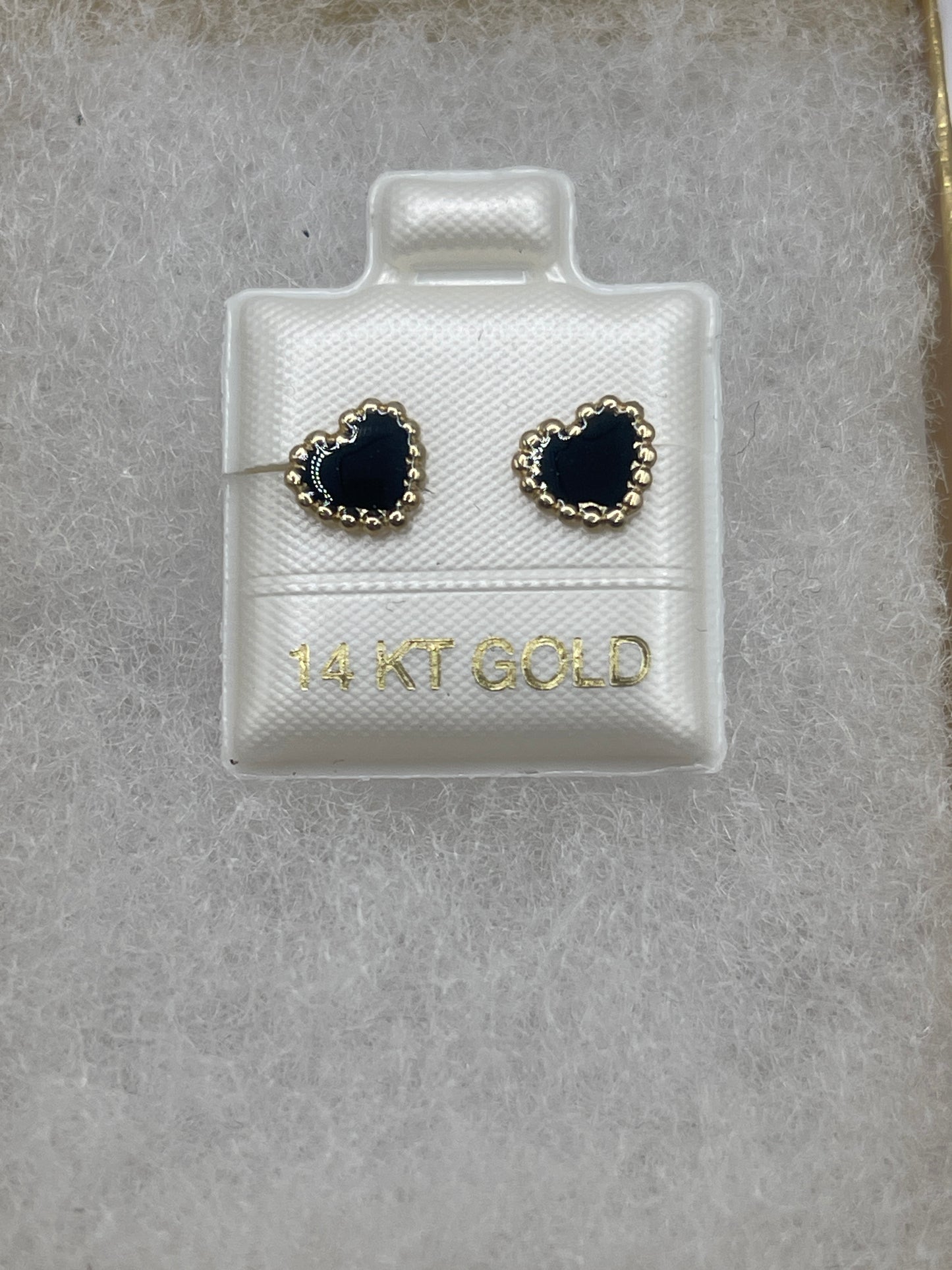 Heart Black Earrings 14k